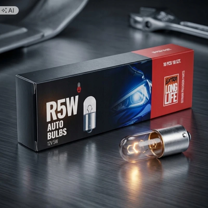 ŻARÓWKA SAMOCHODOWA POZYCYJNA R5W 12V 5W G18 BA15s CLEAR HOMOLOGACJA E4