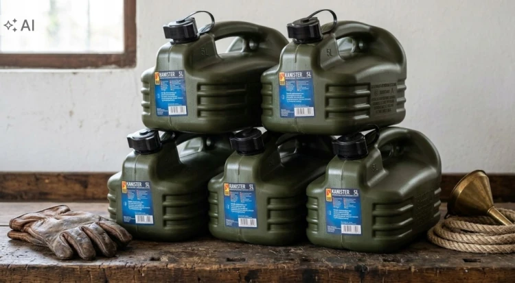 Kanister Na Paliwo 5L Plastikowy Zbiornik Bańka Olej Benzynę Ropę + Lejek